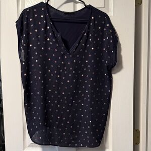 Papermoon Navy Blouse with Pink Polka Dots